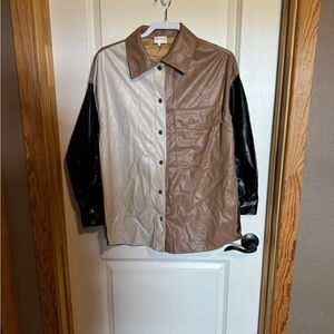 Entro‎ Cream and Tan Jacket Women Size Medium